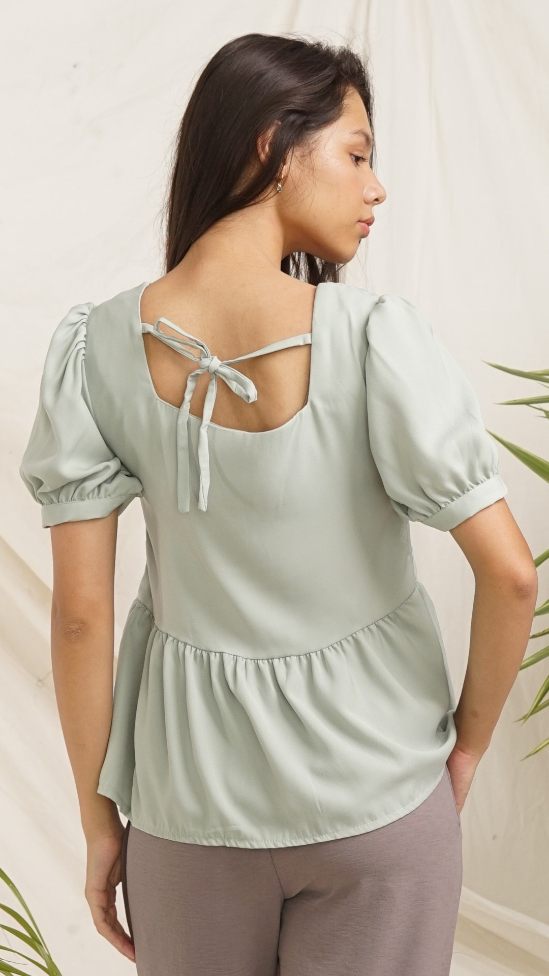 Square Neck Puff Sleeves Top - Origin Fashion